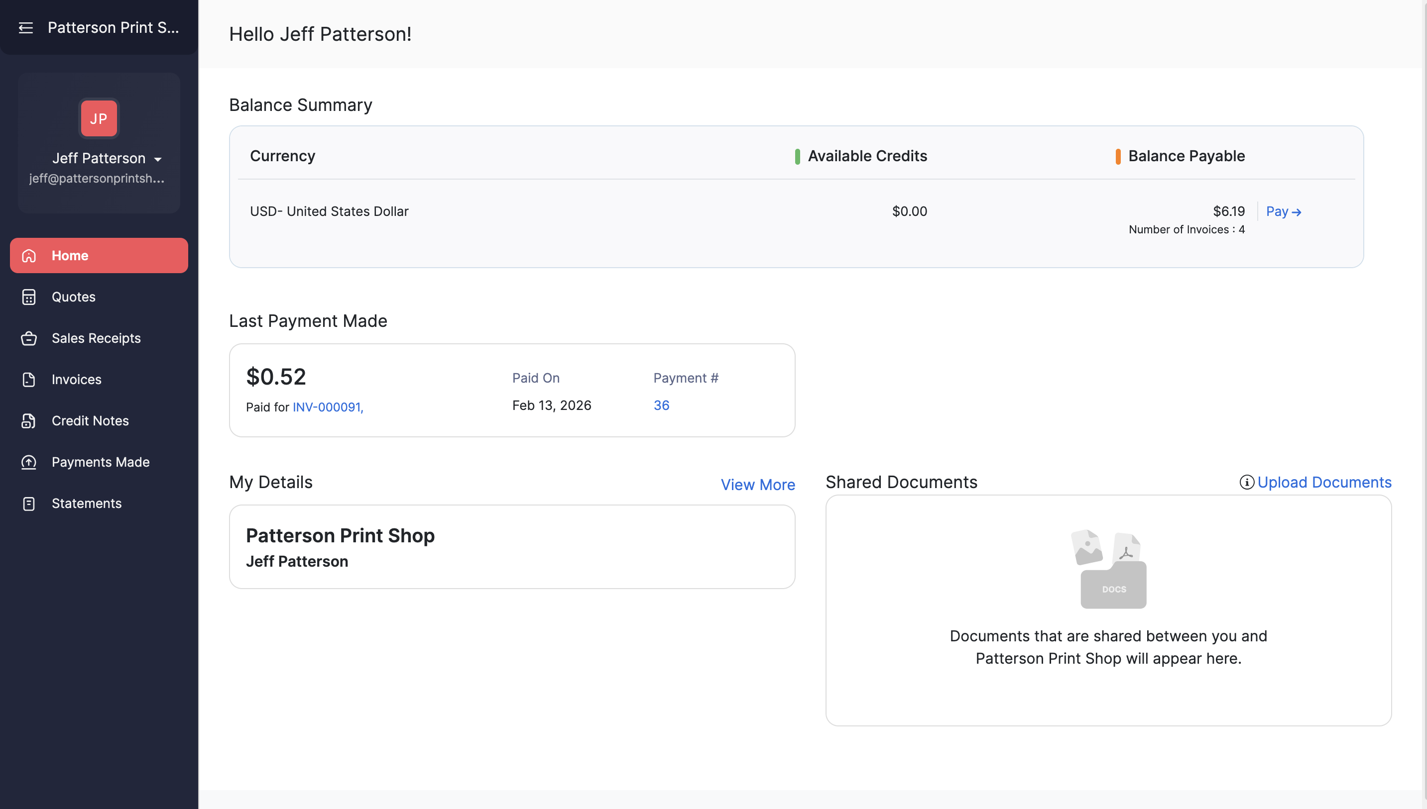 Customer Portal Dashboard