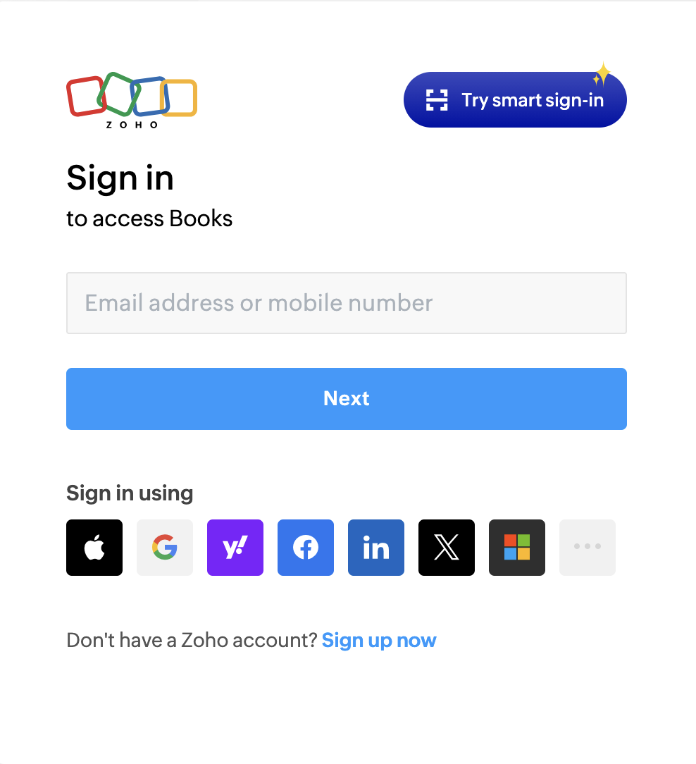 Zoho Sign In Page